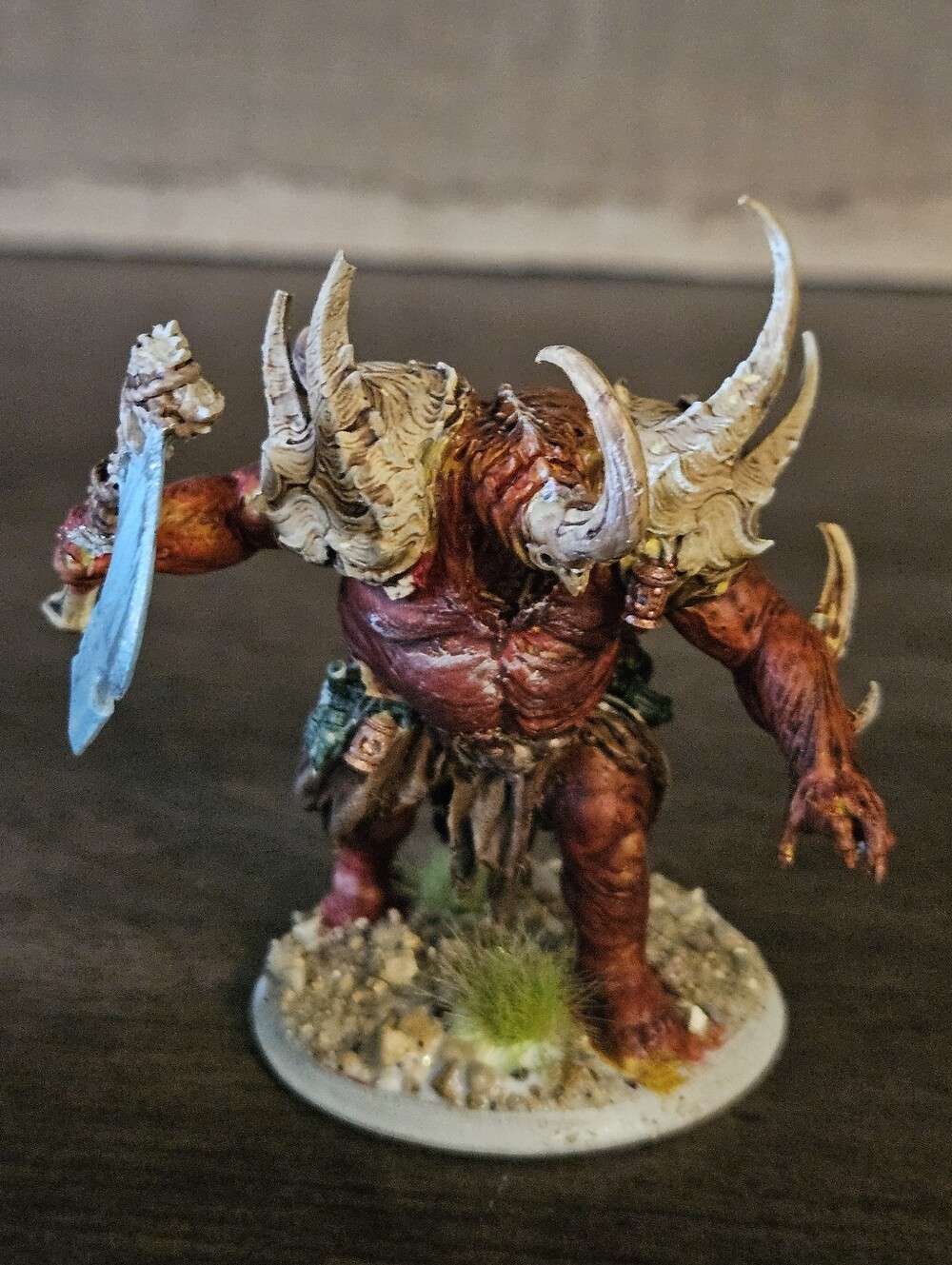 3d Painted  Miniature - Red and Bone Fantasy Figure ( About 2")